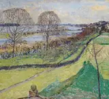 VIEW FROM THE HOUSE OF THE ARTIST ON THE LOWER RHINE by Max Clarenbach, Oil on canvas, sold Nov 2012