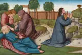 German School late 15th century, AGONY IN THE GARDEN, Oil on panel (parquetted)