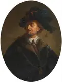 PORTRAIT OF A MAN (FATHER OF REMBRANDT) by Christian Wilhelm Ernst Dietrich, called Dietricy, attributed to, Oil on copper, sold Sep 2012