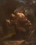 A PAIR OF PAINTINGS OF ST. FRANCIS WITH AN ANGEL AND MARY MAGDALEN by German or Bohemian Master of the 18th century, Oil on canvas (relined), sold Sep 2012