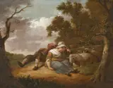 SLEEPING SHEPHERDS by Heinrich Wilhelm (Hendrik Willem) Schweickhardt, Oil on panel, sold Sep 2012