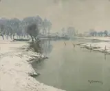 WINTER LANDSCAPE NEAR THE RIVER ERFT by Max Clarenbach, Oil on canvas, sold Sep 2012