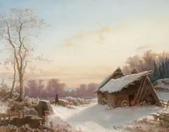 Carl Dahl, WINTER LANDSCAPE WITH BRIDGE, Oil on canvas