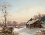 Carl Dahl, WINTER LANDSCAPE WITH BRIDGE, Oil on canvas