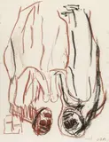 Georg Baselitz, Ohne Titel (zwei fromme Männer) / Untitled (two devout men), Red chalk and charcoal on Japan paper
