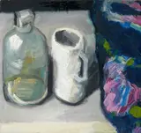 Ohne Titel (Stilleben mit Tuch) / Untitled (Still life with scarf) by Klaus Fußmann, Oil on canvas, sold May 2012