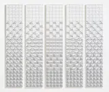 Matti Kujasalo, Ohne Titel (Untitled), Work in 5 parts: each acrylic and chalk on punched canvas on synthetic each