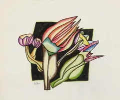 Ohne Titel (Untitled) by Johann Georg Müller, Drawing ink, felt tip pen and coloured pen on chamois paper, sold May 2012