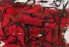 Emil Schumacher, Tamalan, Mixed media on canvas on panel