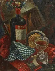 George Grosz, The checkered Napkin, Oil on canvas, mounted onto firm painter's cardboard