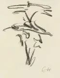 Erich Heckel, Pirouette, Sketch. Black crayon drawing on chamois-coloured laid paper