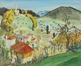 Herbst in Schwaben (Autumn in Swabia) by Erich Heckel, Watercolour and coloured chalk on ivory coloured paper, sold May 2012