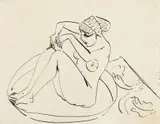 Ernst Ludwig Kirchner, Hockender Akt im Badetub (Bathing Nude, crouched in a Tub)