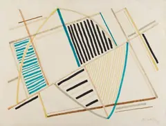 Ohne Titel (Untitled) by Alberto Magnelli, Felt-tip pen and crayon over pencil drawing on ivory-coloured wove paper with watermark "S.A.V VELIN", sold May 2012