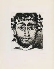 Tête de faune by Pablo Picasso, Aquatint etching on firm Japon nacré, sold May 2012