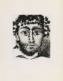 Pablo Picasso, Tête de faune, Aquatint etching on firm Japon nacré