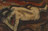 Christian Rohlfs, Liegender, aufgestützter Rückenakt (Reclining, leaning Nude from Behind)