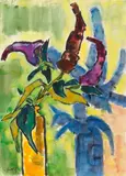 Karl Schmidt-Rottluff, Buddleiastengel in gelber Flasche (Bough of Buddleia in yellow Bottle)