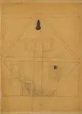 Lajos Vajda, Haus in Szentendre (House in Szentendre), Pencil drawing on chamois-coloured, slightly grained drawing paper