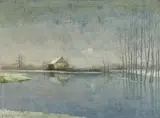 Josef Wedewer, Nebelsonne (Misty Sun), Oil on canvas