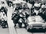Guido Mangold, John F. Kennedy, Willy Brandt and Konrad Adenauer on their way to Schöneberger Rathaus, Berlin, June 1963, Gelatin silver print, printed later