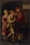 copy after Lucas van Leyden, THE DENTIST, Oil on panel