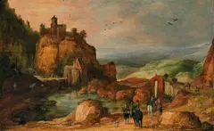MOUNTAINSCAPE WITH WATERFALL by Joos de Momper, Oil on panel (parquetted), sold May 2012