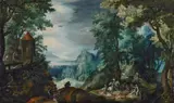 Pieter II Stevens, WOODED LANDSCAPE WITH ASSAULT, Oil on panel