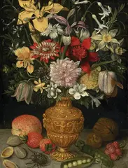 Georg Flegel, STILL LIFE OF FLOWERS IN A MANNERIST VASE STILL LIFE OF FLOWERS IN A GLASS VASE, Oil on copper. Each