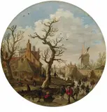 Jan van Goyen, WINTER LANDSCAPE, Oil on panel (parquetted)