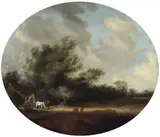 Salomon van Ruysdael, LANDSCAPE WITH A FARMHOUSE RIVERSCAPE WITH A FERRYBOAT, Oil on panel. Each