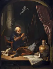 Gerrit Dou, Painter in his Studio, Oil on panel