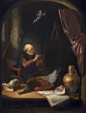 Gerrit Dou, Painter in his Studio, Oil on panel