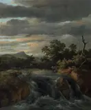Jacob van Ruisdael, WOODED LANDSCAPE WITH A WATERFALL, Oil on canvas (relined)