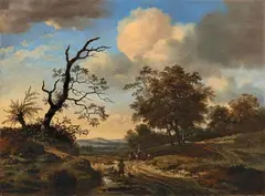 Jan Wijnants, LANDSCAPE WITH A STREET AT THE EDGE OF THE FOREST, Oil on panel