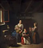 Caspar Netscher, MOTHER WITH CHILDREN