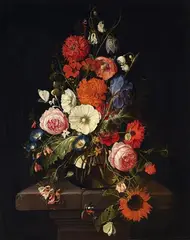 David III de Heem, STILL LIFFE OF FLOWERS IN A GLASS VASE, Oil on canvas (relined)