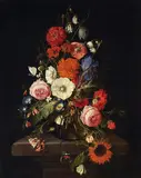 David III de Heem, STILL LIFFE OF FLOWERS IN A GLASS VASE, Oil on canvas (relined)