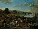Alexander van Bredael, HARBOUR SCENE WITH VIEW OF A TOWN, Oil on canvas (relined)