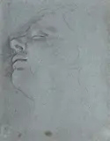 attributed to Annibale Carracci, HEAD OF A YOUNG MAN WITH HIS EYES CLOSED, Black crayon, heightened in white on tinted paper