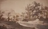 called Vanvitelli Gaspare van Wittel, CLASSICAL LANDSCAPE, Feder in Braun, Pinsel in Grau