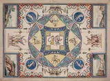 SKETCH FOR A CEILING DECORATION WITH FOUR LANDSCAPES by Italian School around 1800, Watercolour on laid paper, mounted on cardboard, sold May 2012