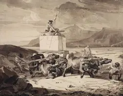 Friedrich Nerly, THORVALDSEN A ROMA, Pen and brush and black, grey and brown ink, mounted on thin cardboard