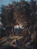 Károly (Karl) Markó the Elder, SOUTHERN LANDSCAPE WITH SHEPHERDS AND FISHERMAN, Gouache on paper