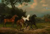 Friedrich Anton Kilp, LANDSCAPE WITH HORSES, Oil on canvas (relined)