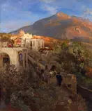 Oswald Achenbach, EVENING IN ISCHIA WITH VIEW ON THE MONTE EPOMEO