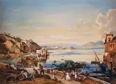 Giacinto Gigante, COASTAL ROAD NEAR NAPLES, Watercolour