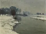 WINTER SCENERY WITH A BARQUE by Max Clarenbach, Oil on canvas, sold May 2012