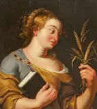 Flemish School 17th century, YOUNG WOMAN WITH GRAIN SPIKE AND BOOK