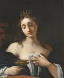 French School 17th century, ARTEMISIA MOURNING, Oil on canvas (relined)